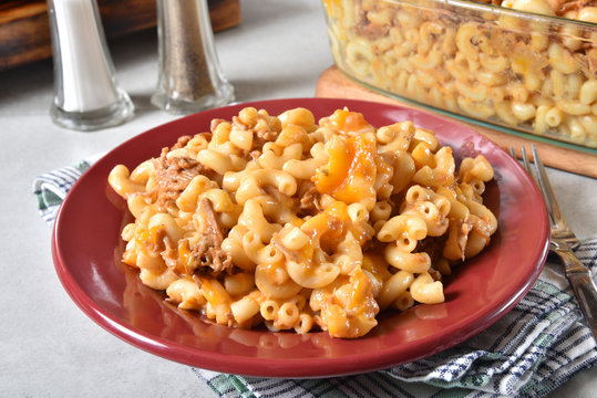 Gourmet mac and cheese with beef
