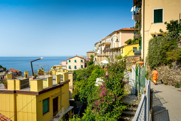 Fototapeta na wymiar Horizontal View of the Town of Riomaggiore.