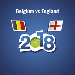 Belgium vs England flags soccer blue background