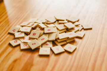 Montessori classroom material for learning children in the area of ​​mathematics, addition,...