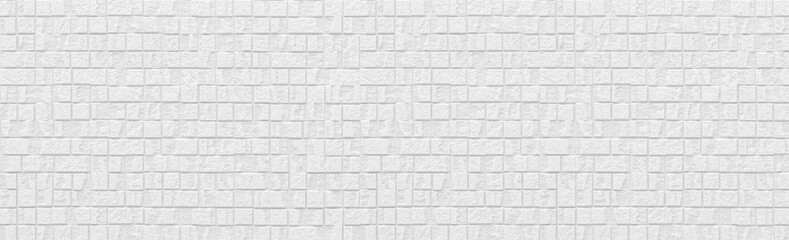 Panorama of white modern stone wall pattern and background