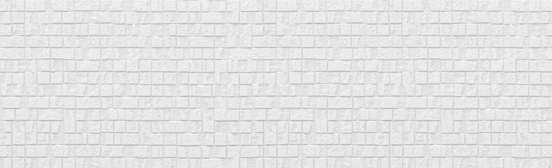 Panorama of white modern stone wall pattern and background