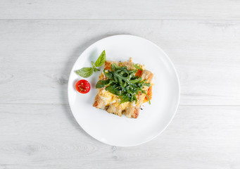 Cannelloni with spinach, cheese and bechamel sauce.