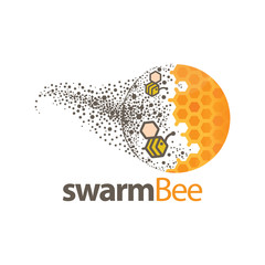 swarm bee logo vector element. bee vector template - 212983302