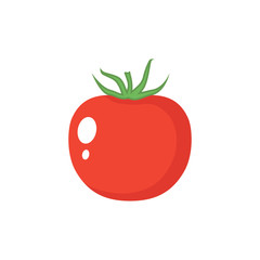Tomato with leaf vector icon. Tomato icon clipart. Tomato cartoon. 
