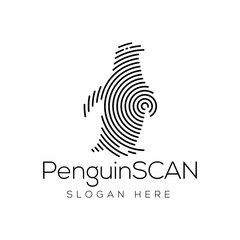 Penguin Scan technology logo vector element. Animal Technology Logo template