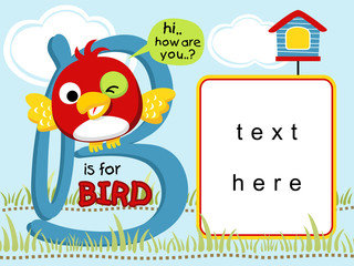 funny bird cartoon with text template