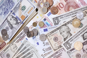 Fototapeta premium close up of banknote and coin for background 