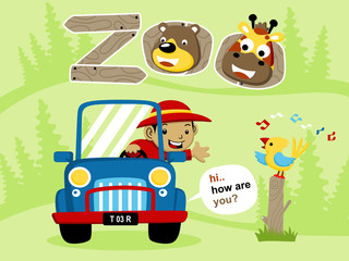Fototapeta premium Vector cartoon of vacation to the zoo