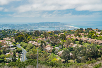 Fototapeta na wymiar Aerial view of the beautiful landscape and cityscape around La Jolla area