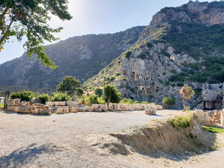 Ancient Rock Tombs in Antalya Turkey