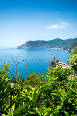 Vertical View of the Sea in front of the Coast of Liguria. Italian National Park of the Cinque Terre,