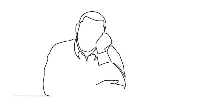 Animation of continuous line drawing of dreaming man