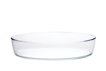 Empty glass plate isolated on white background
