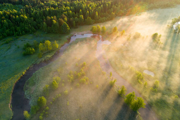 Summer morning aerial landscape