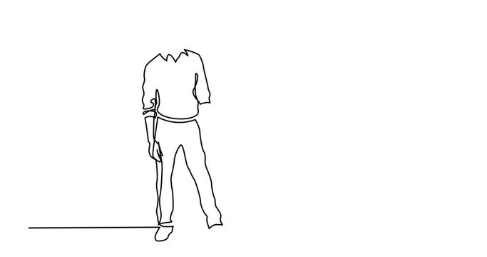 Animation of continuous line drawing of thinking man looking above