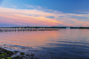 Sunset over Poole Harbour jetty
