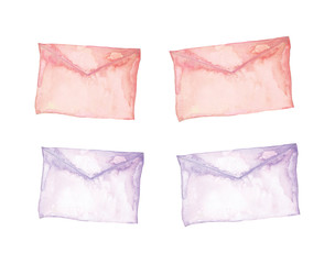 Obraz premium Hand painted pastel pink and blue watercolor envelope design material