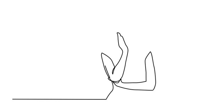 Animation of continuous line drawing of worried woman thinking
