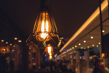 Light bulbs hanging from ceiling, Vintage style