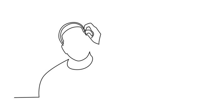 Animation of continuous line drawing of frustrated man