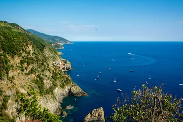 Fotobehang Horizontal View of the Cliff in the Sea in front of the Natioinal Park of the Cinque Terre, Italy © daniele russo