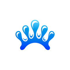 Water Crown Logo Design Template