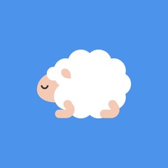 Cute cartoon sleeping sheep, flat design