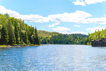 Fototapeta na wymiar Scenic view of a lake in Quebec, Canada