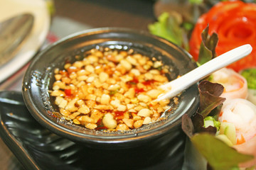 Vietnamese sweet sauce on table background