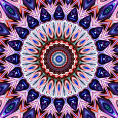 Colorful digital art, Oriental pattern, geometric texture, Mystical motif,  Abstract background, Fantastic design. 