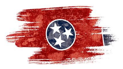 Art brush watercolor painting of Tennessee flag blown in the wind isolated on white background eps 10 vector illustration.