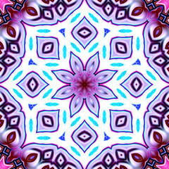 Colorful digital art, Oriental pattern, geometric texture, Mystical motif,  Abstract background, Fantastic design. 