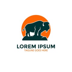 Unique bison logo template. vector. editable. simple shape. minimalist color. memorable