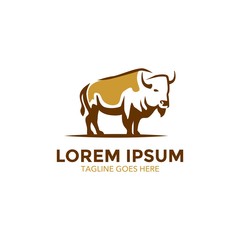 Unique bison logo template. vector. editable. simple shape. minimalist color. memorable