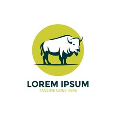 Unique bison logo template. vector. editable. simple shape. minimalist color. memorable