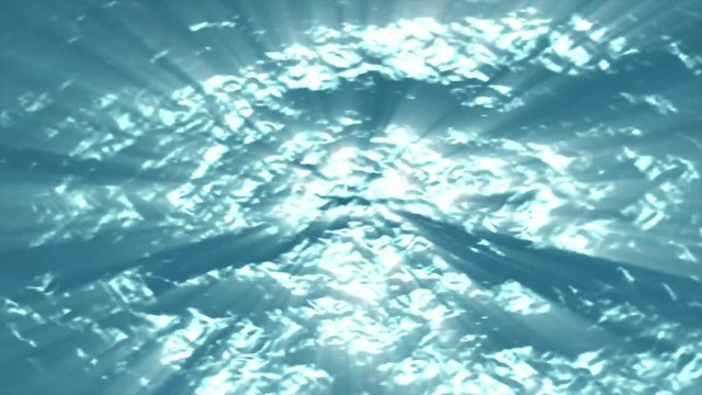 beautiful light rays under dark blue clear sea loop 3d render