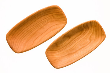Two handmade cherry wooden wooden plates
