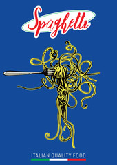 Vector image of the menu for restaurant with italian pasta. Creative design for the cover of the menu or label.