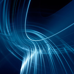 Abstract blue toned background texture on black. Dynamic lines and halftone effects pattern. Detailed fractal graphics. Science and technology concept.