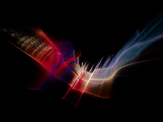 Abstract multicolor background element on black. Dynamic 3d composition of curves and grids. Detailed fractal graphics. Data science and digital technology visualization.