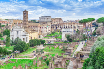Fototapeta na wymiar Roman Forum ruins in Rome city, Italy