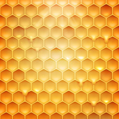 Stock vector illustration realistic honeycomb texture. Honey, beeswax, drops of honey. EPS 10