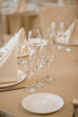 Elegant serving of a festive dinner in the restaurant table