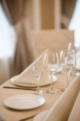 Elegant serving of a festive dinner in the restaurant table