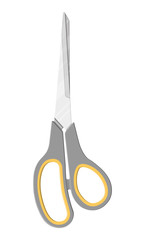 Scissors with grey plastic handles.