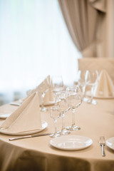 Elegant serving of a festive dinner in the restaurant table