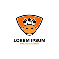 Unique cow logo template. vector. editable. cartoon. mascot. character. minimalist color. memorable