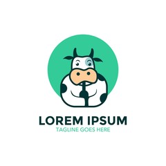 Unique cow logo template. vector. editable. cartoon. mascot. character. minimalist color. memorable