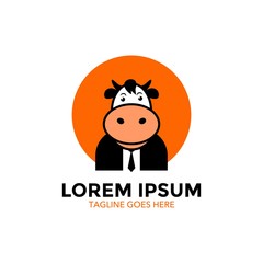 Unique cow logo template. vector. editable. cartoon. mascot. character. minimalist color. memorable